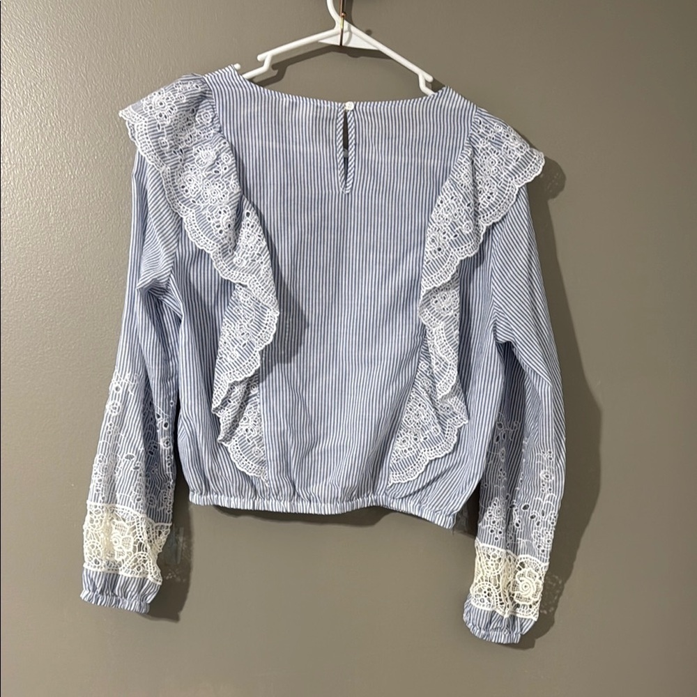 Forever 21 Blue Ruffled Blouse - Picture 3 of 5